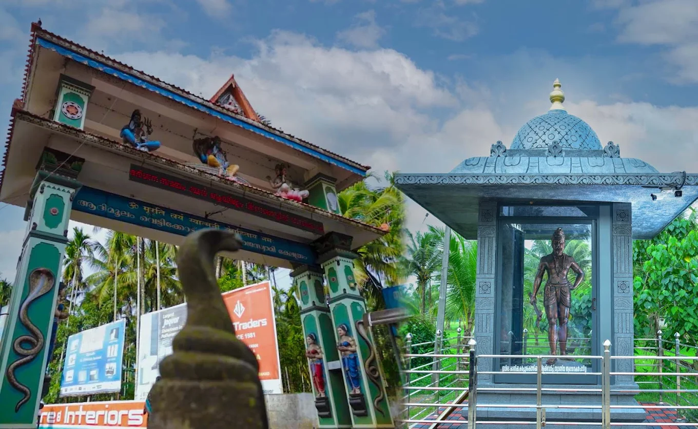 Traditional Kerala architecture at Vetticode Nagaraja Temple in Kerala